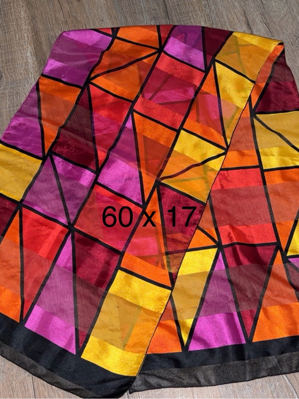 Vibrant Geometric Colorblock Scarf in Pink, Orange & Yellow